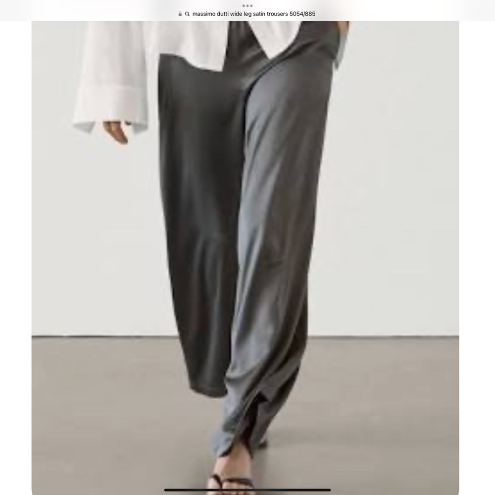 Massimo Dutti wide leg satin trousers size 4 color lead $150
